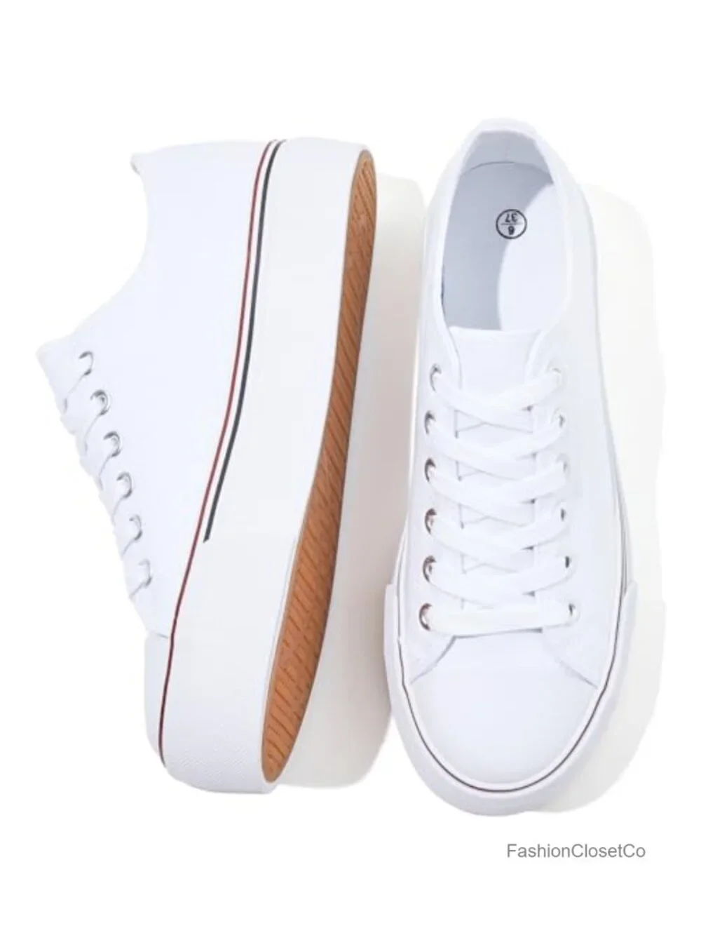 Women's Platform Canvas Sneakers Non-Slip Lace-Up Breathable Casual Walking